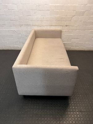 Modern Neutral Woven 2 Seater Couch — Well Used and In Fair C - 2ndhandwarehouse.com