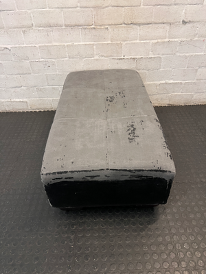 Button-Tufted Rectangular Ottoman with Wooden Feet — Significant Peeling and Surface Wear - 2ndhandwarehouse.com