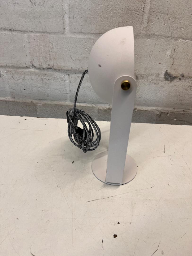 Modern White Metal Tilting Table Lamp — Good Working Order - Fair Used Condition - 2ndhandwarehouse.com