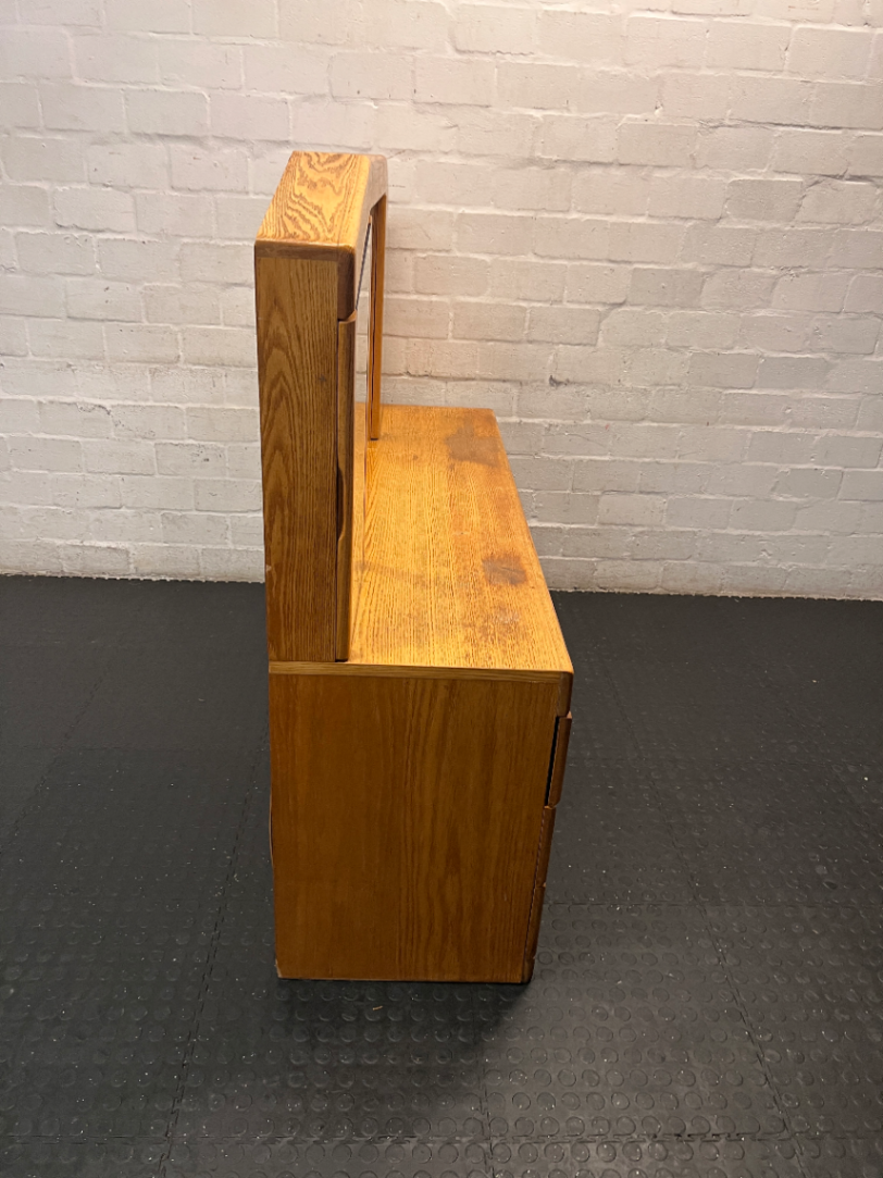 Wooden Dressing Table with Triple Mirror and Six Drawers — Good Working Order - 2ndhandwarehouse.com