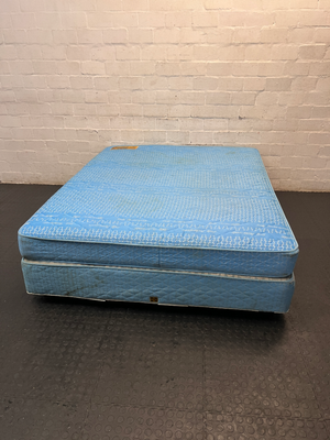 Sealy Posturepedic Queen Mattress in Blue — Visible Staining on Mattress and Base - 2ndhandwarehouse.com