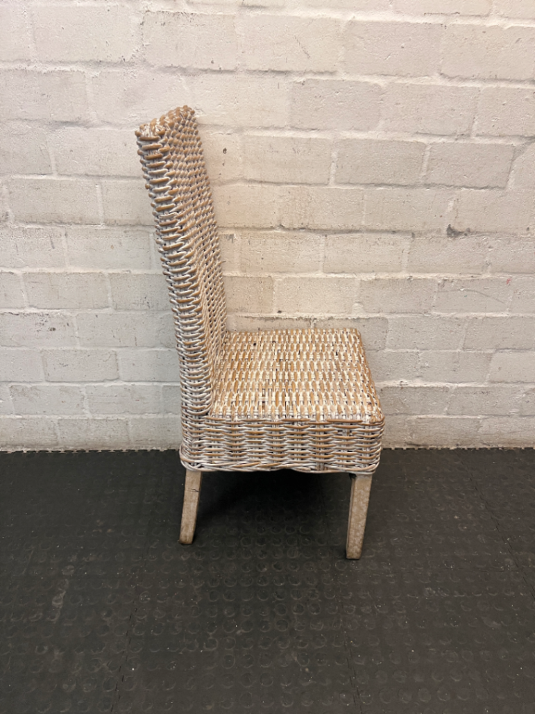 White-Washed Rattan High-Back Dining Chair — Good C - 2ndhandwarehouse.com