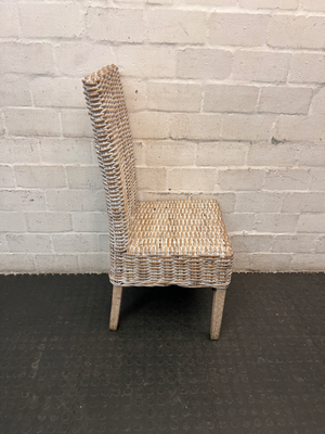 White-Washed Rattan High-Back Dining Chair — Good C - 2ndhandwarehouse.com