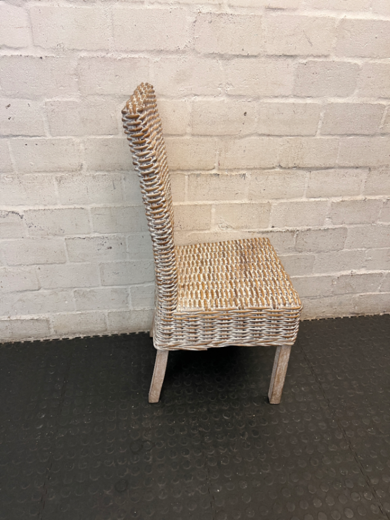 White Two-Tone Rattan Weave Dining Chair — Good C - 2ndhandwarehouse.com
