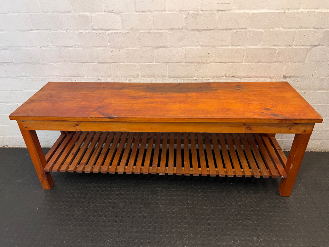 Large Oregon Pine Slatted Sideboard Server — Good Working O - 2ndhandwarehouse.com