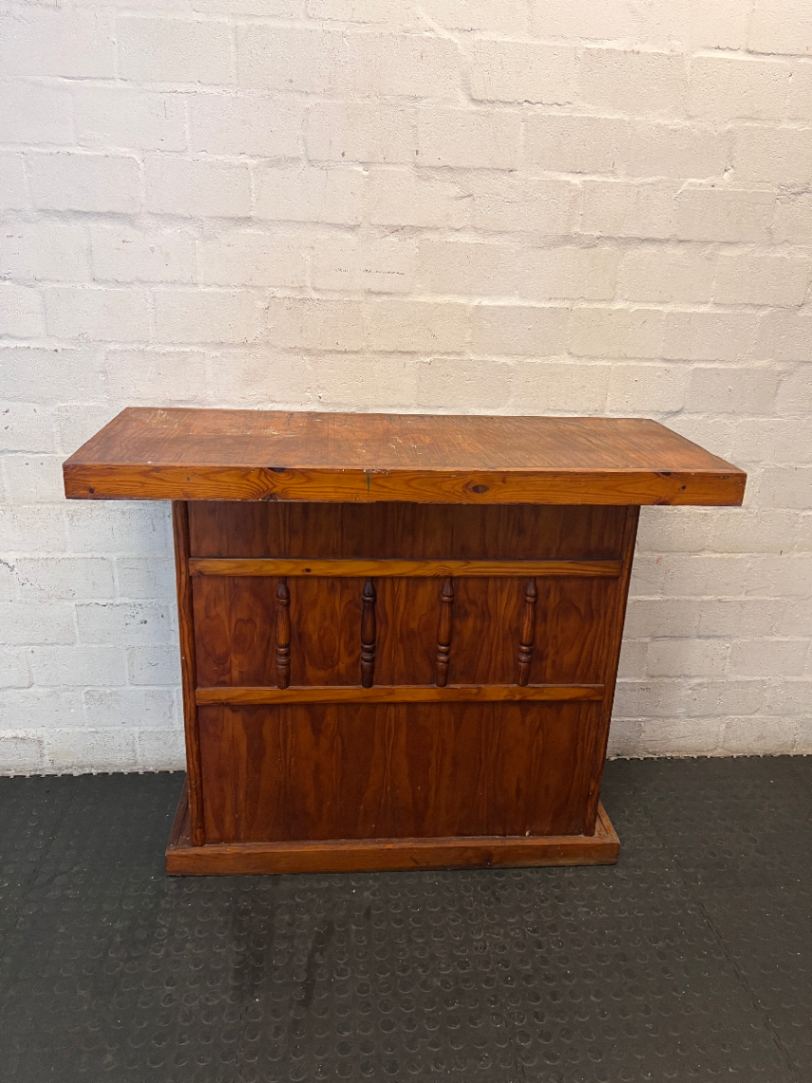Vintage Solid Wood Bar Counter with Shelving — Minor Surface S - 2ndhandwarehouse.com
