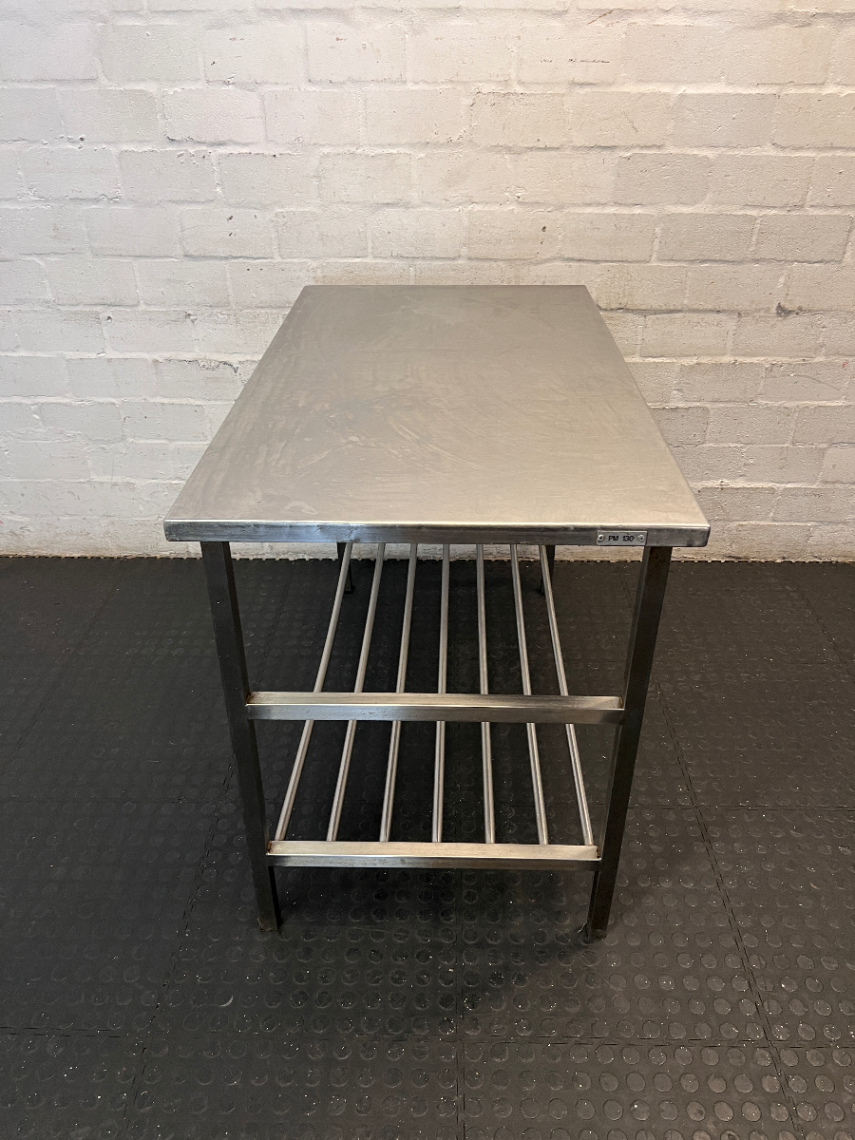 Industrial Stainless Steel Prep Table with Slatted Shelf — Good Working O - 2ndhandwarehouse.com