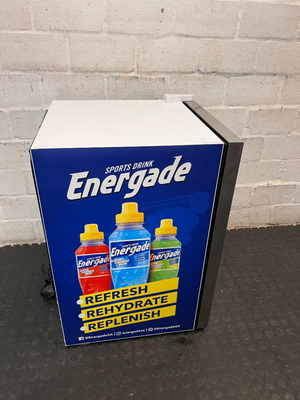 Frigoglass Black Energade Branded Bar Fridge — Good Working O - 2ndhandwarehouse.com