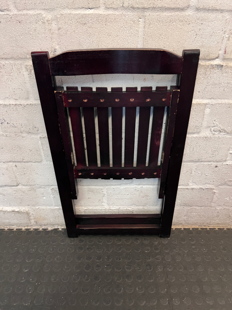 Dark Wood Slatted Folding Chair - 2ndhandwarehouse.com