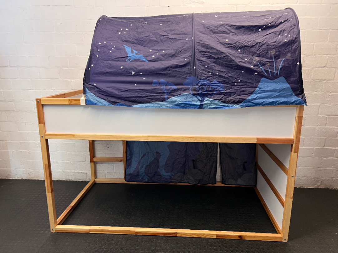 IKEA KURA Reversible Wooden Bunk Bed With Mattress — Good Working Order