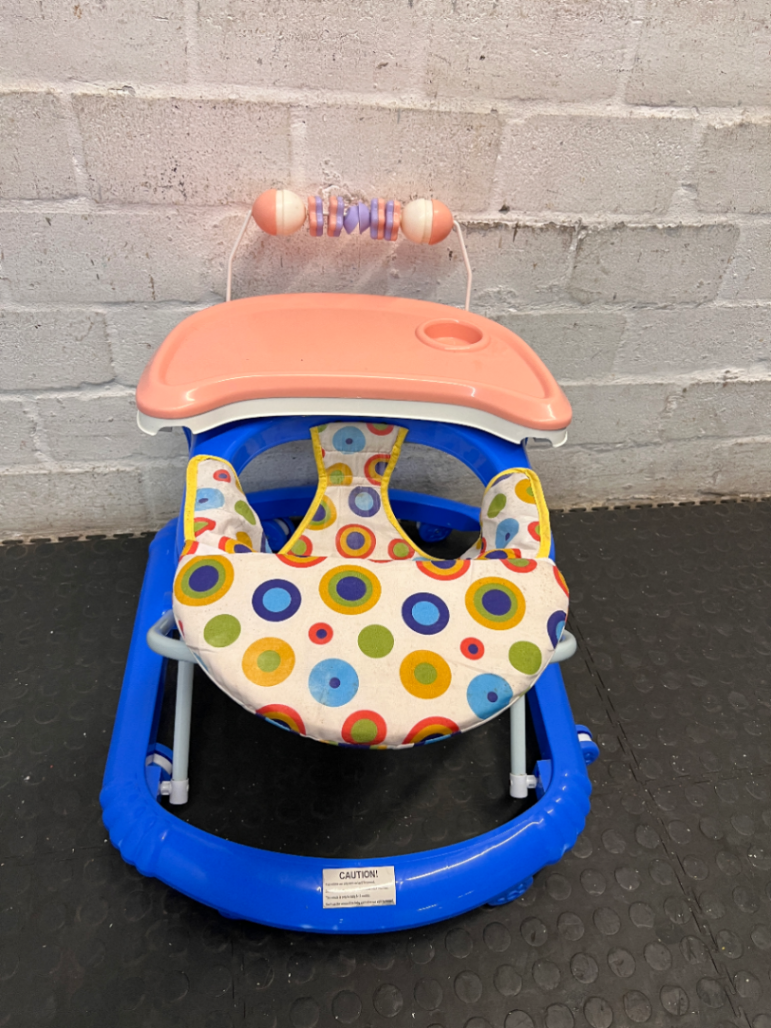 Coloured Plastic Baby Walker with Activity Tray — Good Working Order