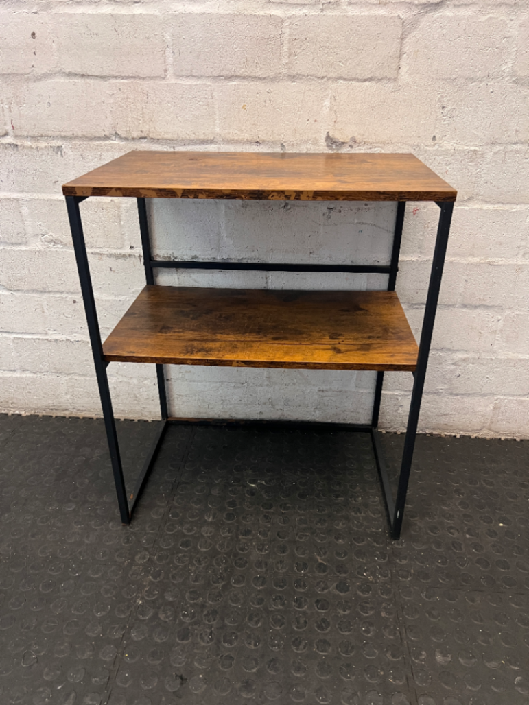 Industrial Style Metal and Wood-Look Side Table — Good Working Order - 2ndhandwarehouse.com