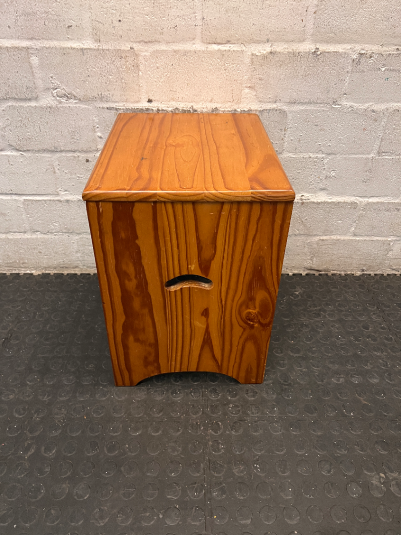 Pine Finished Storage Stool