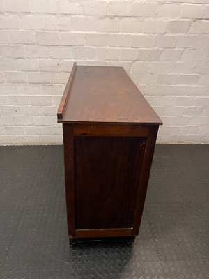 Vintage Wooden Sideboard with Glass Display Compartment — Good Wood Condition