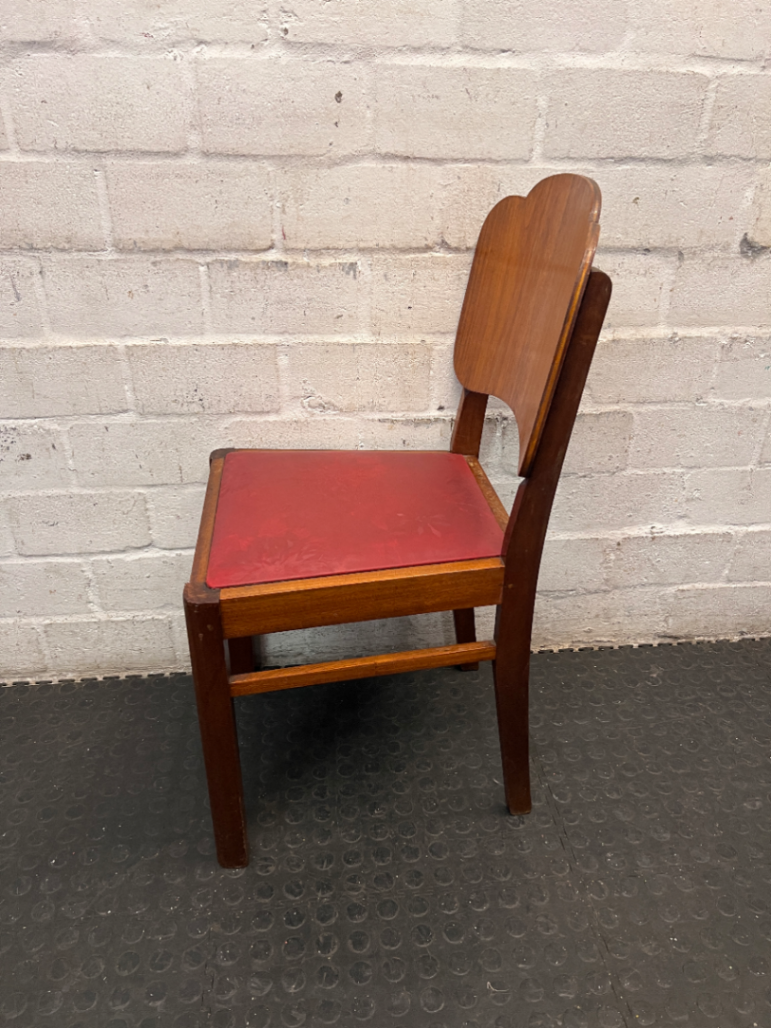 Vintage Wooden Dining Chair with Scalloped Backrest