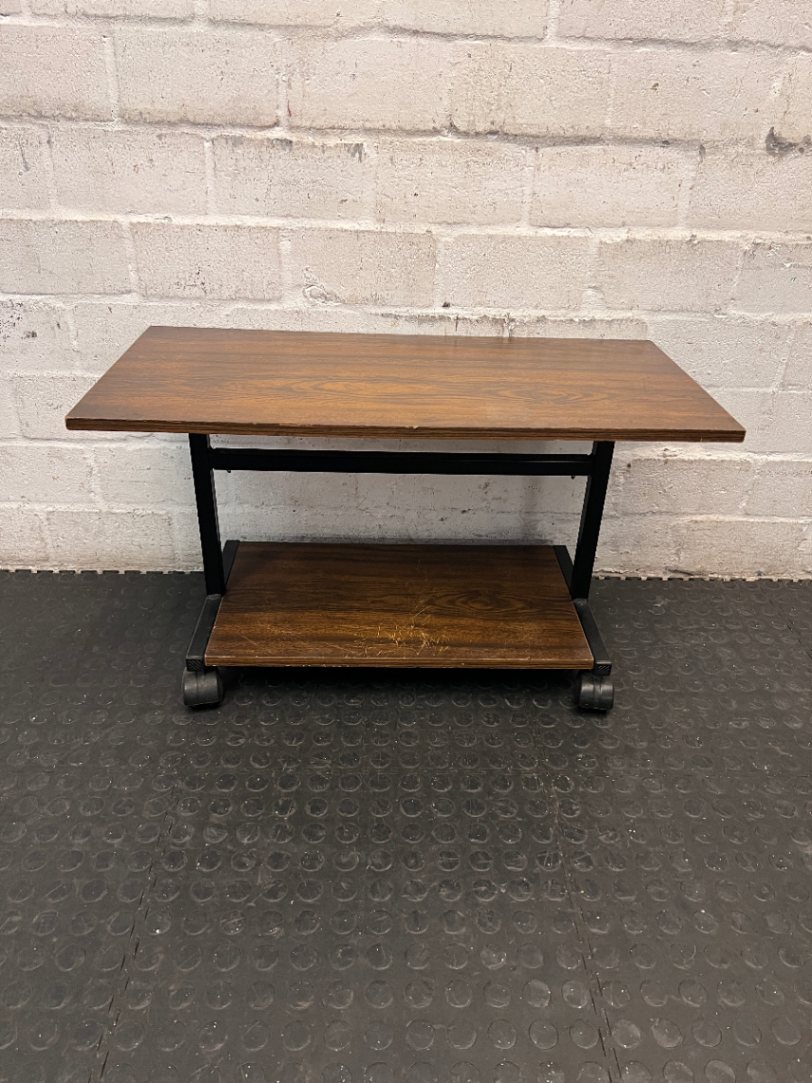 Wood Grain Finish TV Unit on Wheels