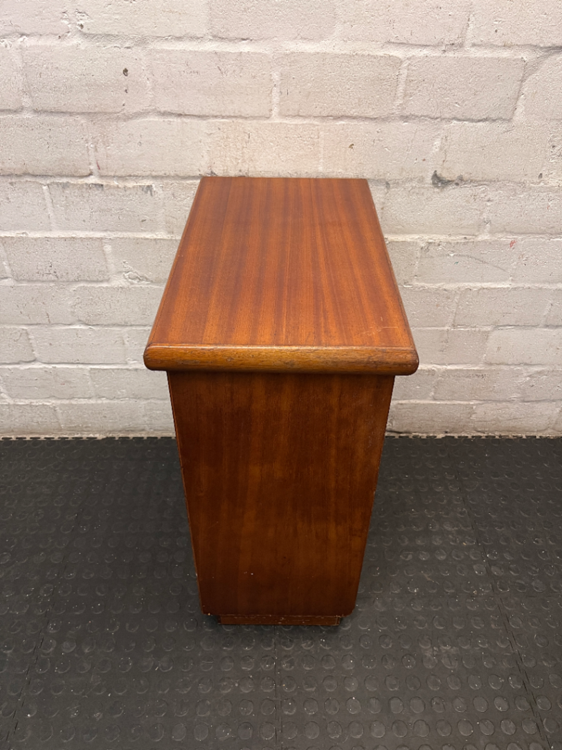 Compact Wood TV Unit with Storage Doors — Fair Condition with Surface Wear
