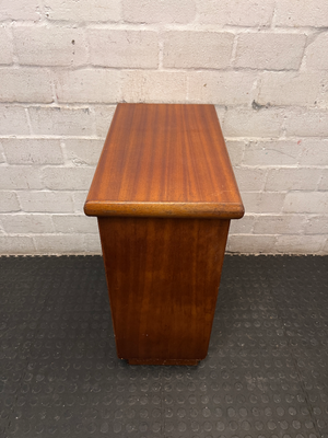 Compact Wood TV Unit with Storage Doors — Fair Condition with Surface Wear