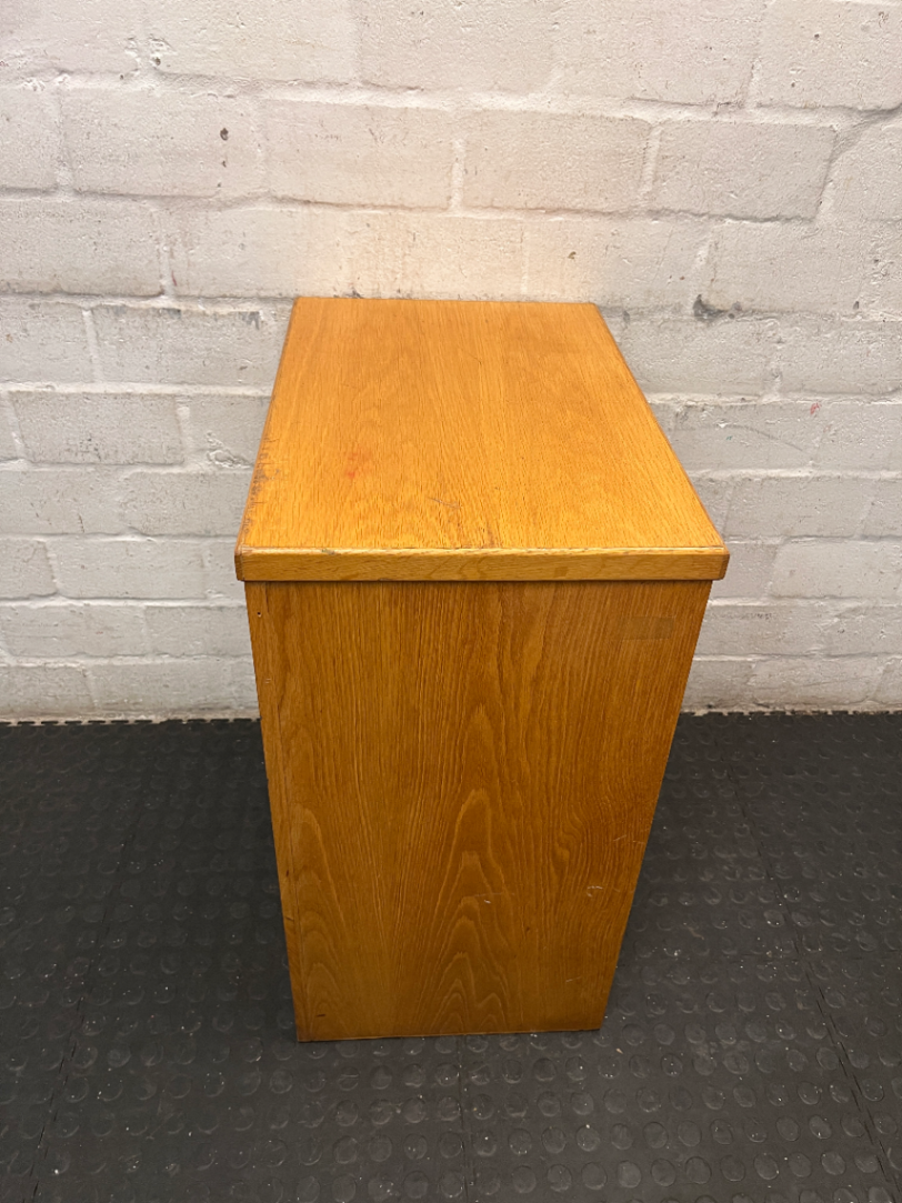 Medium Wooden Two-Tier Bookshelf — Fair Condition with General Wear