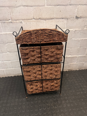 Woven Wicker and Metal Storage Chest