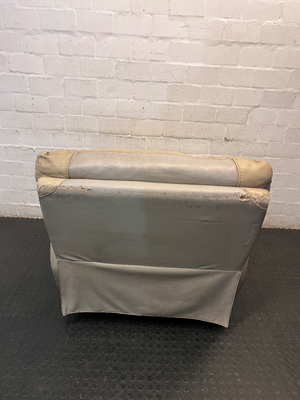 Beige Leather Recliner Armchair — Damaged Leather with Peeling and Tears