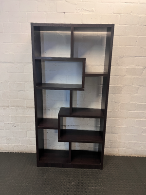 Dark Wood Geometric Open Bookshelf — Good Working Order