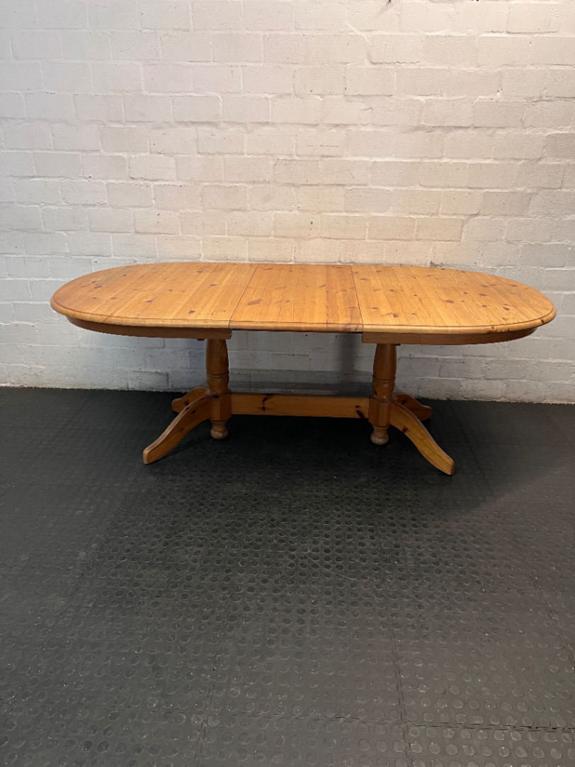 Oval Extendable Wooden Dining Table — Fair Condition with Surface Scratches and Wear