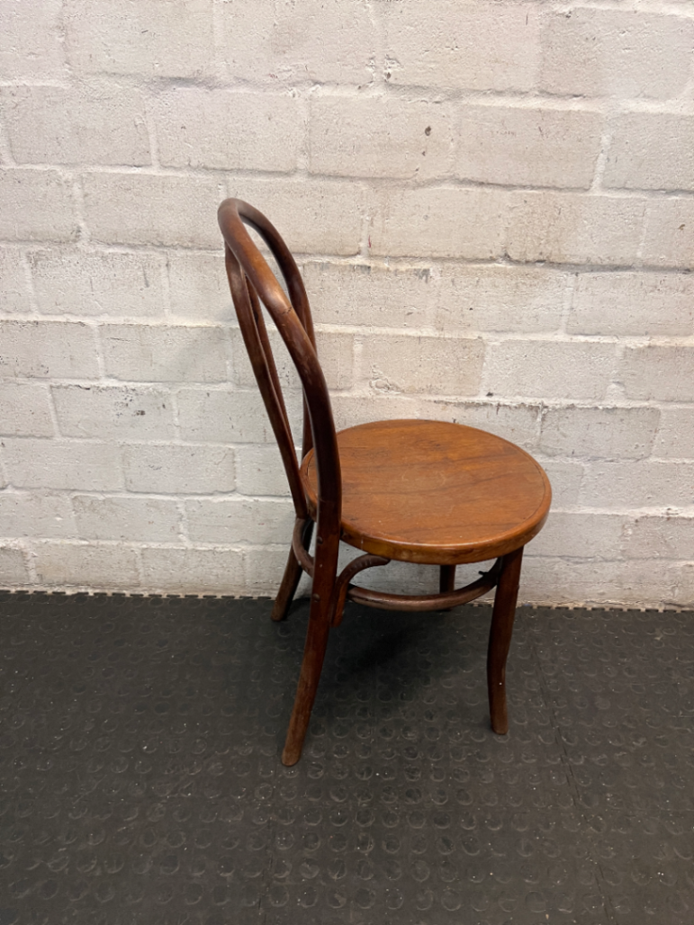 Vintage Bentwood Style Wooden Dining Chair — Surface Scuffs and Worn Varnish on Seats