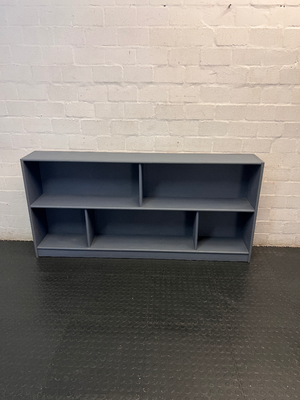 Low Horizontal Grey Multi-Compartment Bookshelf — Good Condition