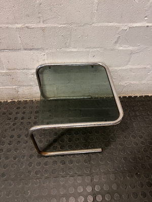 Cantilever Metal Side Table with Tinted Glass Top