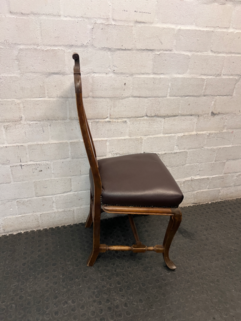 Weylandts Wood and Leather Dining Chair — One Chair Chipped at Top