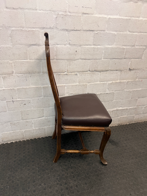 Weylandts Wood and Leather Dining Chair — One Chair Chipped at Top