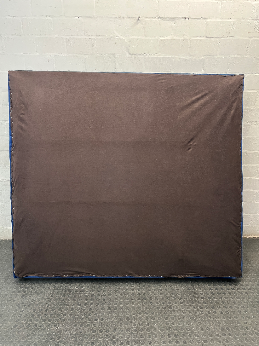 Navy Blue Velvet-Style Wingback Headboard by Makro — Good Working Order