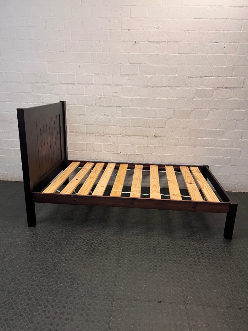 Black Wooden Single Bed Frame — Good Condition with Included Mattress