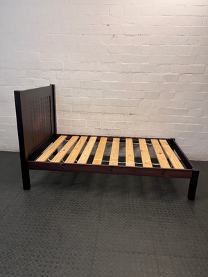 Black Wooden Single Bed Frame — Good Condition with Included Mattress