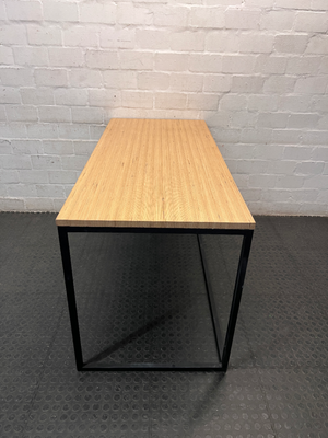 Modern Wood Top Office Desk with Black Metal Frame — Used; Fair Condition