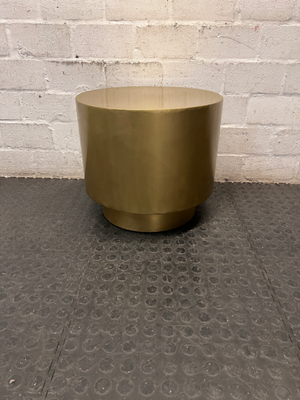 Round Gold Metallic Drum Side Table