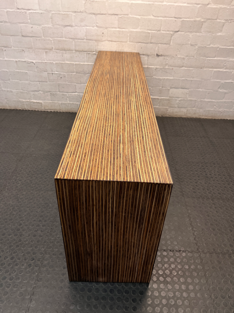 Contemporary Layered Wood Console Table — Used; Fair Condition
