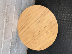 Round Light Wood and Metal Coffee Table — Clean Condition