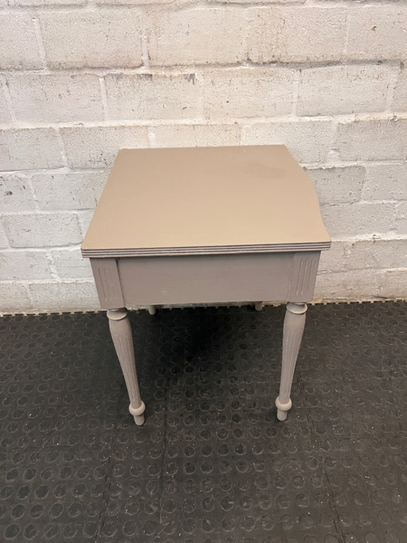 Painted Grey Bedside Table with Ceramic Knob — Good Condition