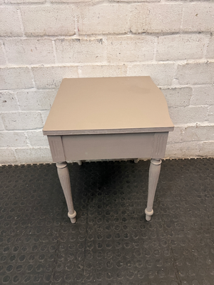 Painted Grey Bedside Table with Ceramic Knob — Good Condition