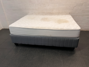 Double King Koil Mattress and Grey Upholstered Base