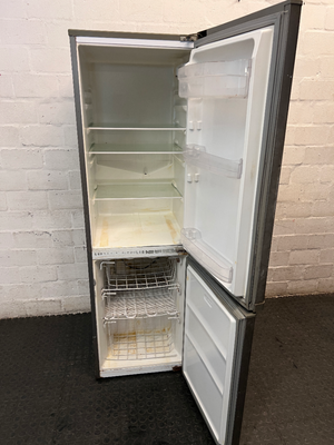 KIC Grey Upright Fridge-Freezer — Working Order With Visible Dents and Marks