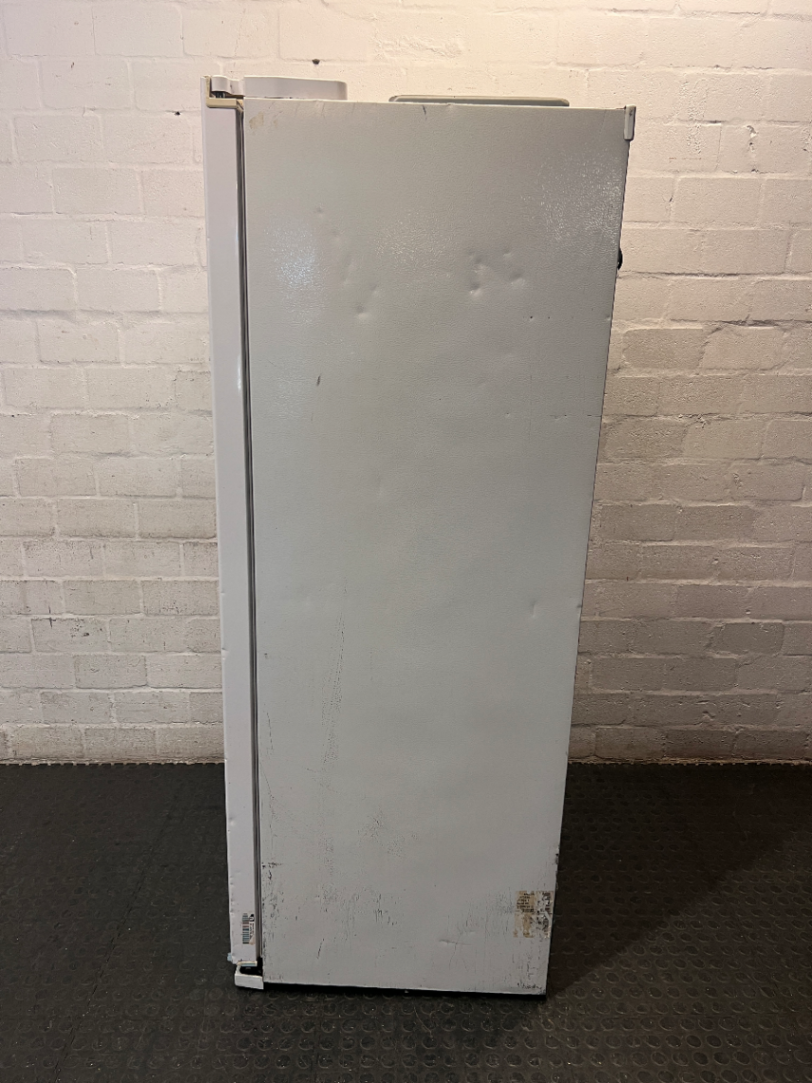 White LG Side-by-Side Fridge Freezer — Good Working Order with Dents on Doors