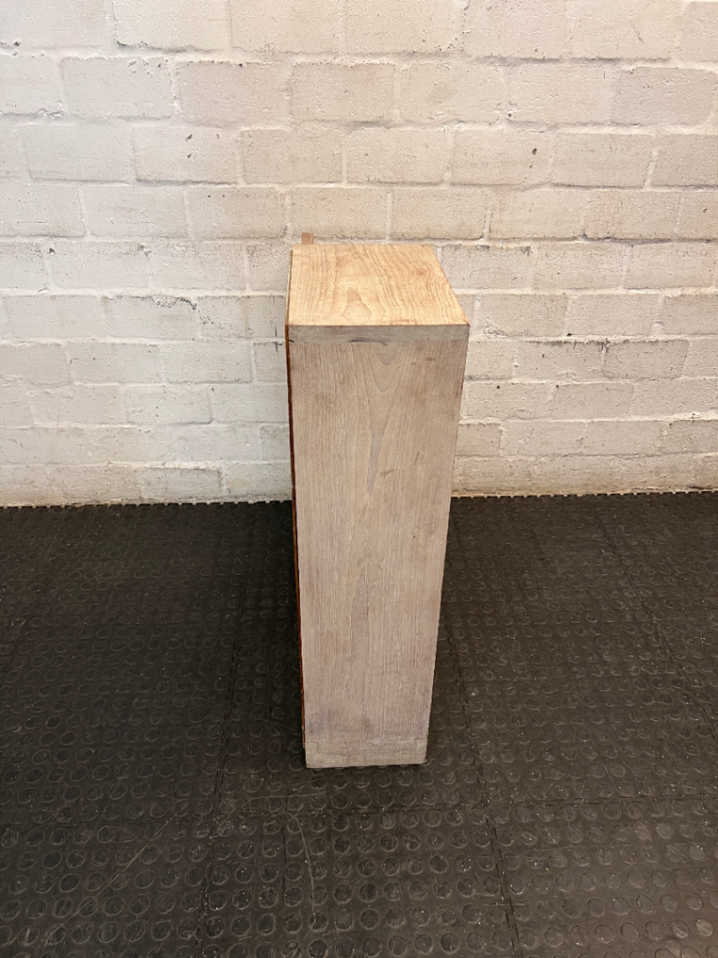 Whitewashed Asymmetric Wooden Storage Cupboard