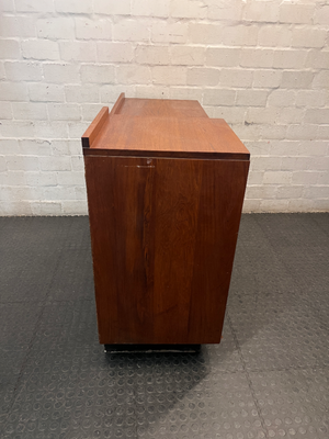 Tiered Wooden Sideboard with Glass Display Cabinet — Well Used with Visible Wear