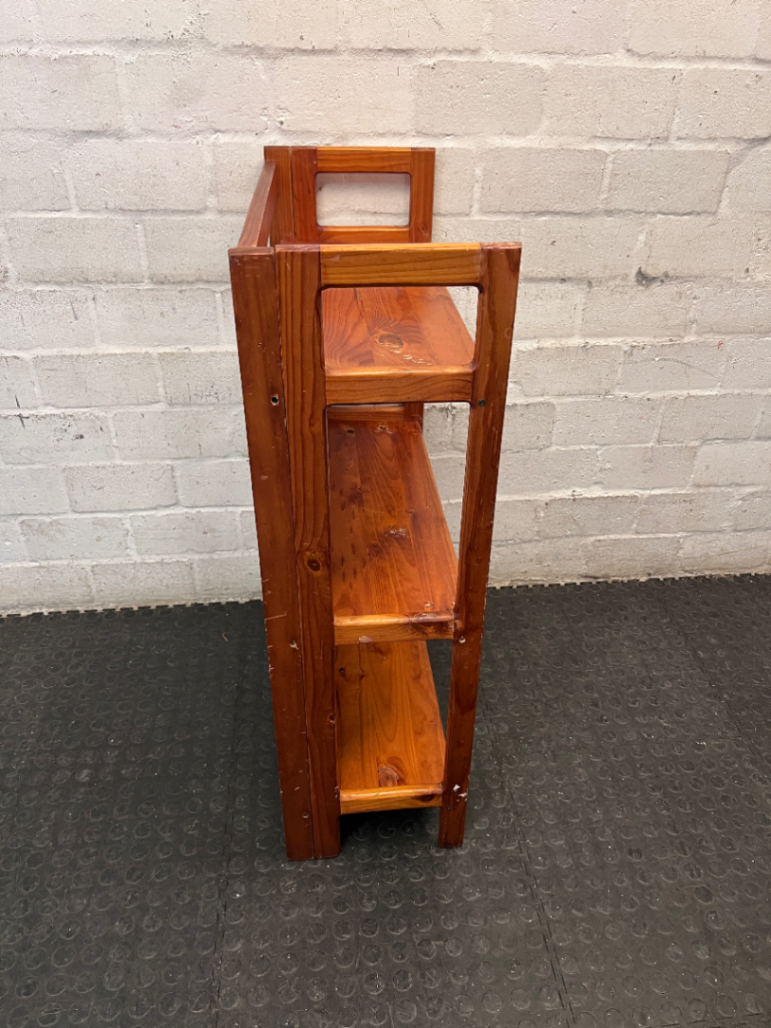 Foldable Three-Tier Wooden Bookshelf — Fair Used Condition