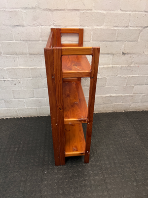 Foldable Three-Tier Wooden Bookshelf — Fair Used Condition