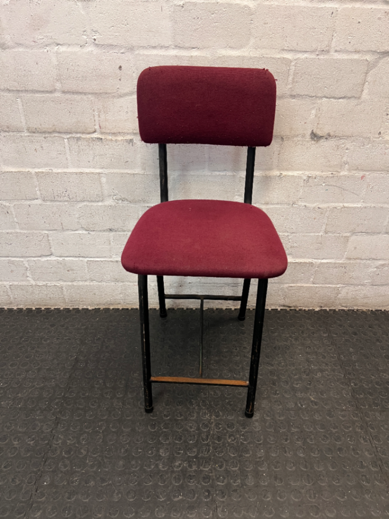 Burgundy Upholstered Dining Chair with Black Metal Frame