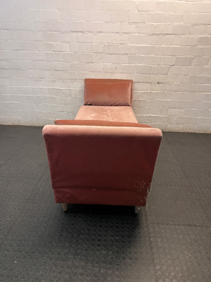 Dusty Pink Velvet-Style Upholstered Daybed — Well Used with Visible Fabric Wear